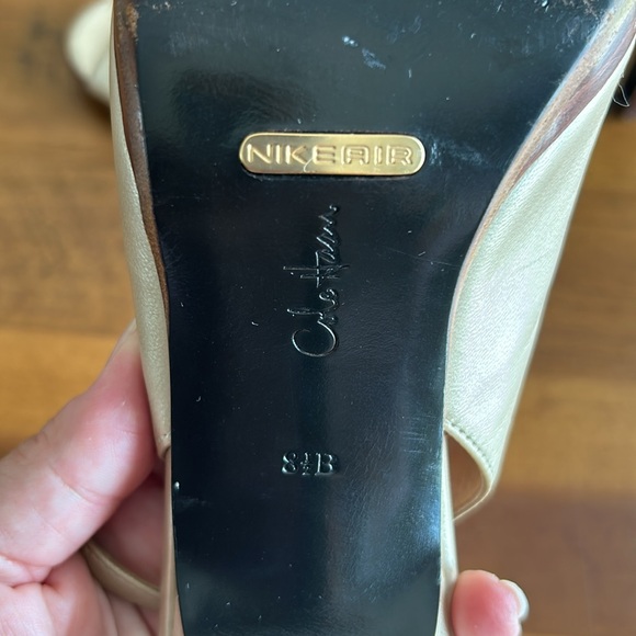 Cole Haan Champagne Gold Peep Toe Slingback Heels - Picture 6 of 6
